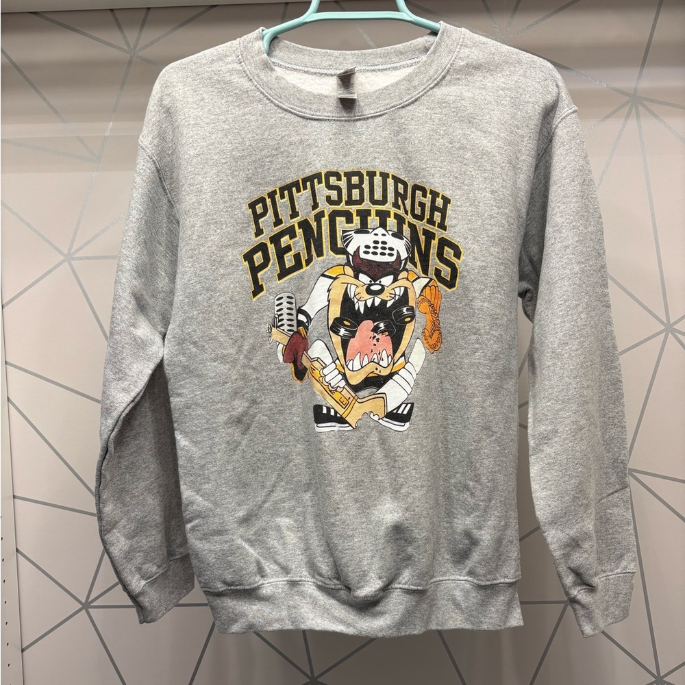 Vintage Inspired Pittsburgh Penguins Tasmanian Devil Sweat Shirt Size Small
